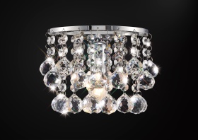 D0160  Acton Crystal Wall Lamp 1 Light Polished Chrome Sphere Crystal